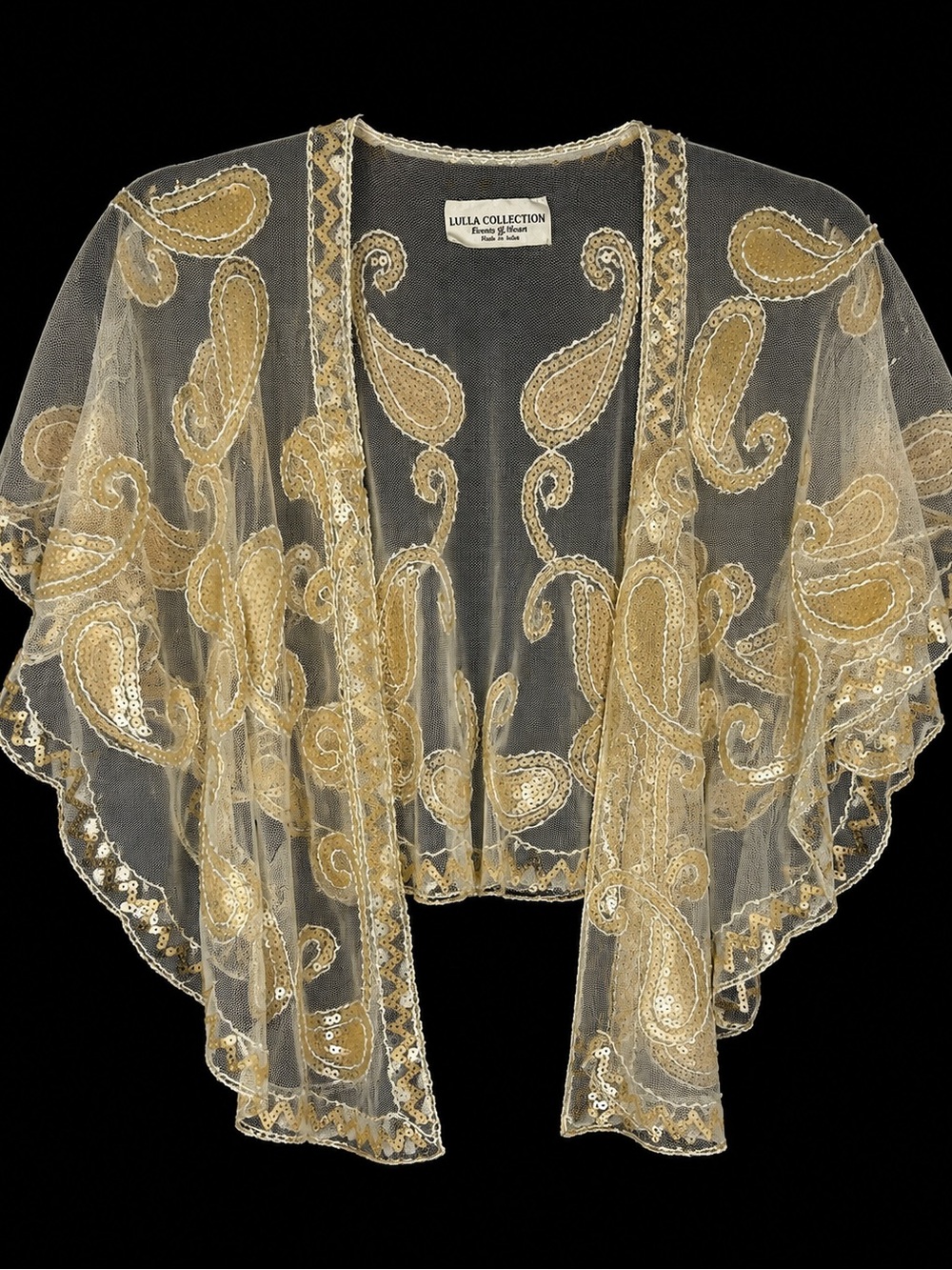 Luella Collection Gold Paisley Beaded Sheer Bolero